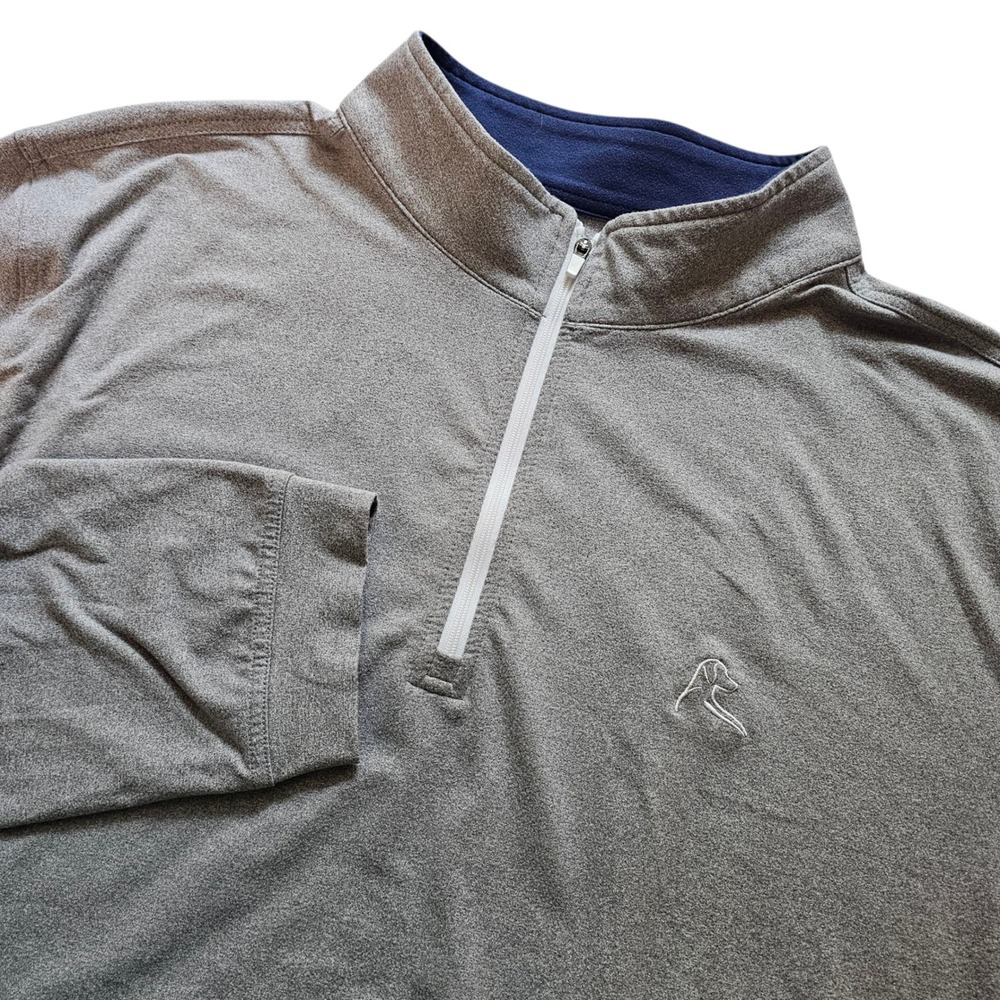 RHOBACK XXL Gray Pullover 1/4 Zip Long Sleeve Golf Stretch Embroidered Logo